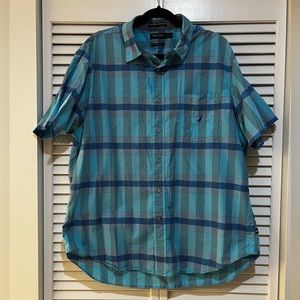 Nautica Plaid Short Sleeved Button Down Shirt